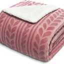 Exclusivo Mezcla Sherpa Fleece Throw Blanket, Reversible Velvet Plush Blankets and Soft Throws for Couch, Sofa, 50x70 Inches, Dusty Pink