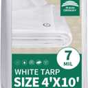 RAINDEWAY Small Tarps 4x10 Feet Tarp Waterproof,7Mil Thick,Finished Size,UV Resistant,Multipurpose Poly Tarp Cover with Metal Grommets and Reinforced Edges,White Tarps