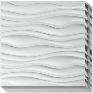 Art3d PVC Wave Board Textured 3D Wall Panels, White, 19.7" x 19.7" (12 Pack)