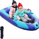 QPAU Inflatable Snow Sled, Heavy Duty Snow Tube with Reinforced Handles, Snow Sleds for Kids and Adults Winter Toys Gifts, Toboggan for Family Outdoor Sledding