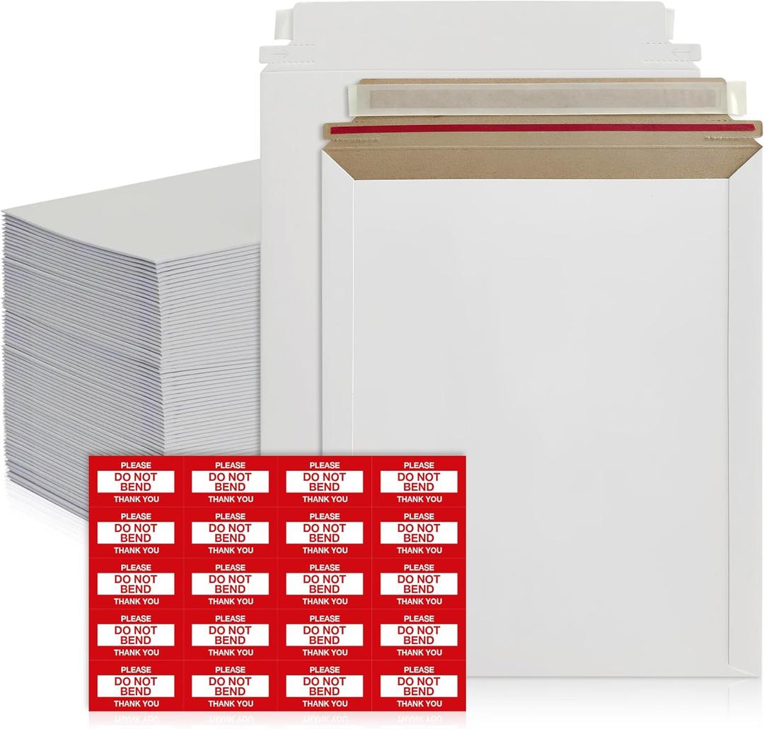 150 Pack 7x9 inches Rigid Mailers  Self-Seal White Cardboard Envelopes  Heavy-Duty Mailing Supplies for Documents, Photos, Magazines, and Literature