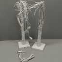 2-Pack 2FT Lighted Birch Tree with Timer for Christmas Decorations Indoor, Artificial Birch Tree with 48 LED Warm White Lights, Fairy Light Tabletop Centerpiece Tree for Christmas Winter Deocrations