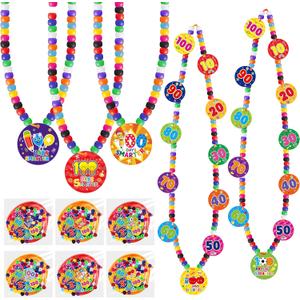 WATINC 100 Days of School Necklace Making Kit - 2688Pcs DIY 100th Day of School Jewelry Crafts with Number Cards, Make Your Own Celebrate Party Favors for Kids, Class Supplies for Teacher (Small Set)