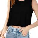 Girls Summer Tank Tops Sleeveless Loose Fit Basic Shirts Cute Athletic Crew Neck Blouse Black