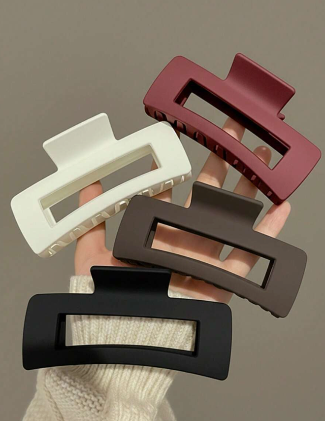 4pcs/Set Girl's Large Square Plastic Hair Clips,Fashion Elegant Versatile Minimalist Style,Suitable For Daily,Party, Work,Applicable For Hairstyling