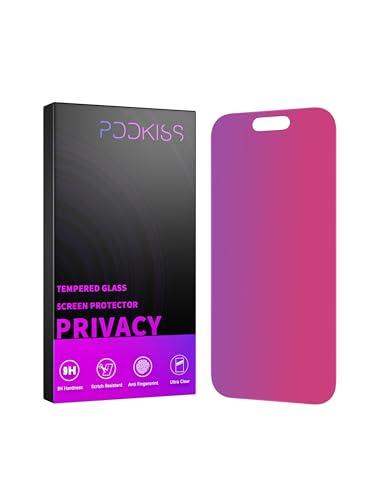 PDDKISS Compatible for iPhone 15 Pro Max Privacy Screen Protector Tempered Glass 6.7 Inch, Pink Gradient Anti Spy Anti Blue Light HD Easy Installation