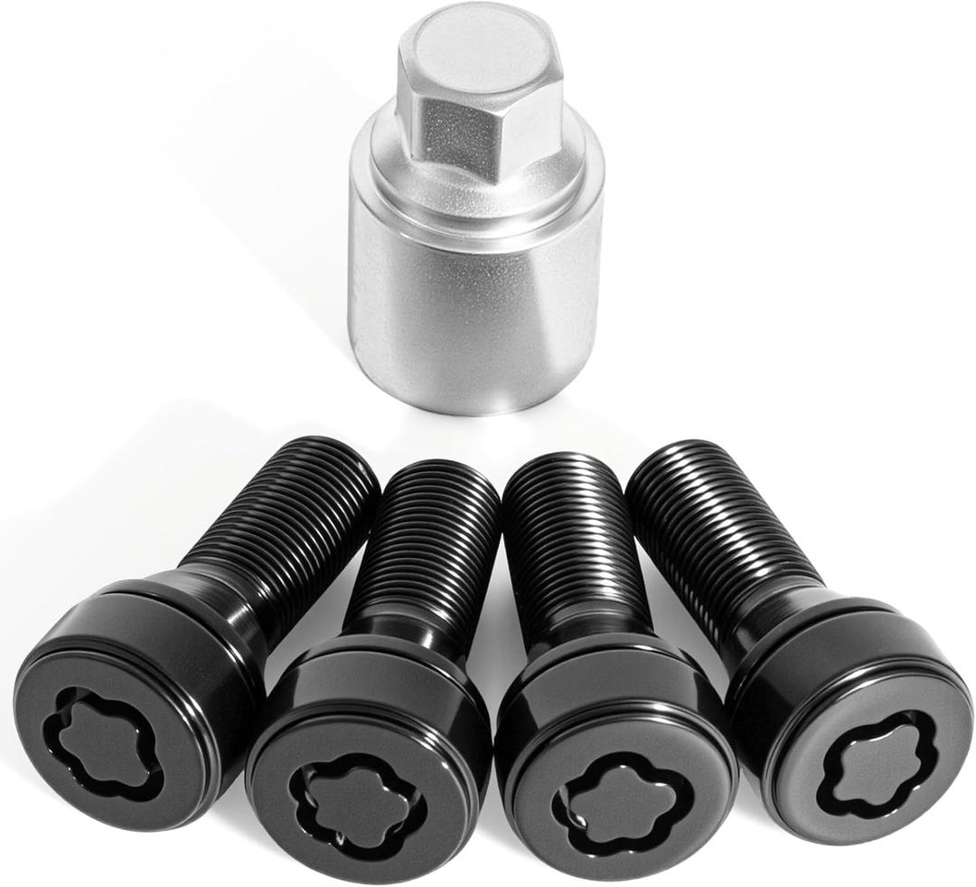 5Pcs Wheel Lock Lug Nuts Anti-Theft Bolts Compatible with BMW M14x1.25 Fit 228i 328d 328i 335i 428i 435i 528i 535d 535i 650i X1 X2 X3 X4 X5 X6 X7 Z4 M2 M3 M4 with Wheel Lock Key Replace 36136792851