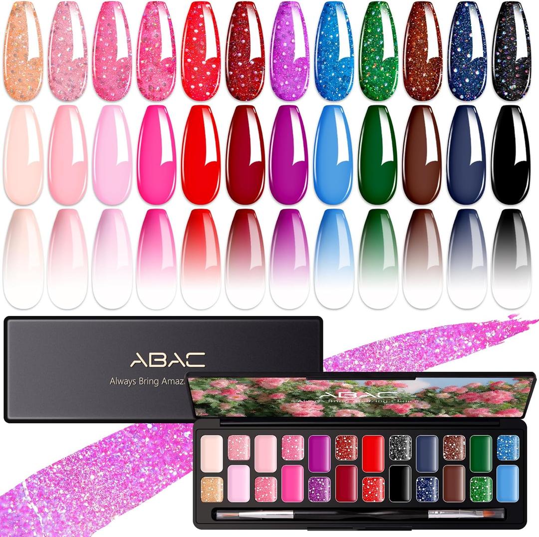 ABAC 24 Color Hema-Free Solid Gel Nail Polish,Ombre Gel Nail Polish,Pat Paint Nail Gel- Blush Pink & Midnight Blue Clump-Free Glam for Office Holidays Parties 28-Day Chip-Free All-year Essentials