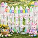 Jenaai 18 Pcs Easter Glitter Bunny Hanging Decorations Bunny Tree Ornaments Plush Rabbit Butt Ears Decor Spring DIY Crafts Tree Ornaments Easter Party Favors Home Decoration