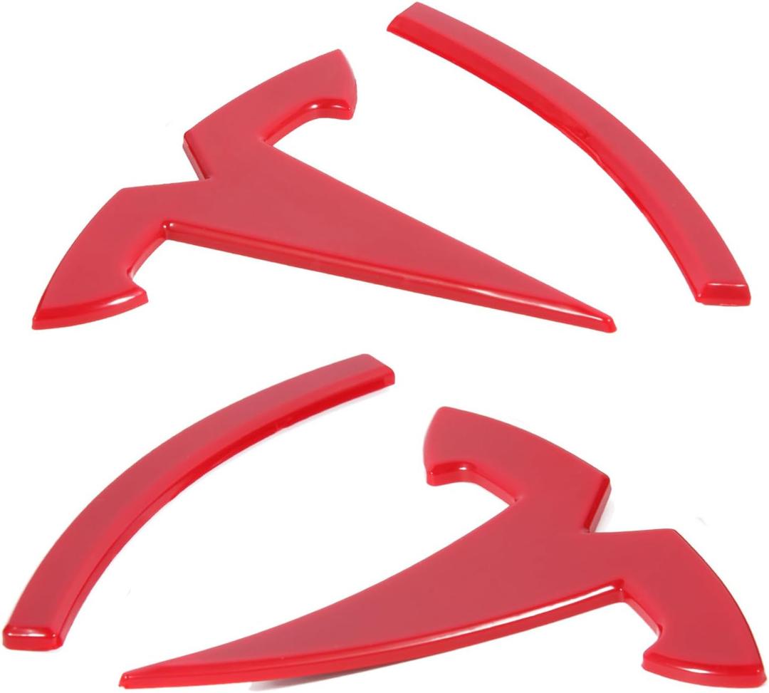 Nanaholy Model Y Accessories for Tesla Emblem Sticker 2PCS/Set 2024 2023 2022 2021 2020,Not Fit for New Model Y Juniper Version 2025 Logo Decal (Red)