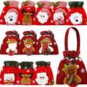 Clysee 12 Pcs Christmas Gift Doll Bags Christmas Eve Apple Bags Reusable Drawstring Gift Bags Elk Bear Santa Claus Snowman Fabric Goody Bag for Christmas Candy Party Favors Holiday Wrapping