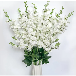 8 pcs White Delphinium Artificial Flowers, 34.25''Artificial Snapdragon Flowers Tall Fake Flowers Silk Flowers Faux Delphinium Bulk for Tall Vase Home Wedding Garden Table Decor (White)