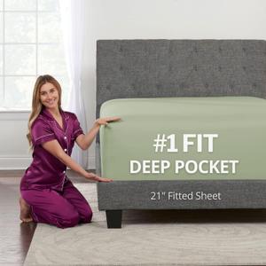 Lovely Joyful Deep Fitted Sheets King Size, Deep Pocket, Perfectly Fits 1723 Mattresses & Toppers Green