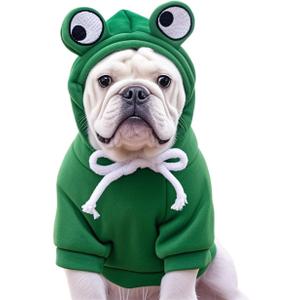 Pet Clothing Dog Transformation Frog Hoodie Autumn and Winter Warm Small Large Dog Method Dou Cat Bullfighting Clothes (Frog,2XL)