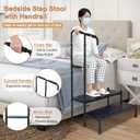 Bed Step Stool with Handle, Medical Bedside Stairs for High Beds Adults, Stepping Stool with Assist Rail Adjustable, Wide Platform Step for Elderly Seniors Handicap Mobility Two Step Stool