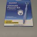 RAZOKO Flosser Kit, Shred-Resistant, Insert & Rotate 90 to 135 for Hard-to-Reach Areas, PTFE & PFAS Free, 2 Handles + 240 Refill Heads, Blue