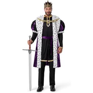 Spooktacular Creations Halloween King Costume for Men, Purple Majestic King Costume Men for Halloween Dress Up Cosplay Party (Medium)