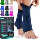 Modvel Foot & Ankle Brace Socks for Sprained Ankle Compression Sleeve - Ankle Support for Women & Men - Tendonitis & Arthritis Ankle Brace Sports Running, Torn Ligaments & Women Stabilizing Ankle Wrap (Large, Blue/Black)