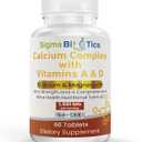 2 Pack Sigma Biotics Calcium Complex with Vitamins A & D - Bioavailable Calcium Tablets with Magnesium - Calcium & Vitamin D Supplement for Bone Health - Non-GMO Calcium Mineral Supplement - 60 Tablets, No BB Date