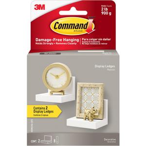 Command Display Ledges, Holds up to 2 lb, Quartz, 2 Ledges with 8 Medium Strips, Damage-Free Hanging Floating Shelf with Adhesive Strips, Personalize Living Room, Bedroom, Kids Room or Office