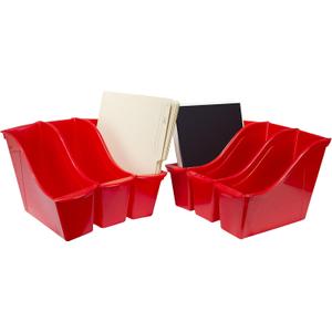 Storex Small Book Bin  Interlocking Plastic Organizer for Home, Office and Classroom, Red, 6-Pack (71109U06C)