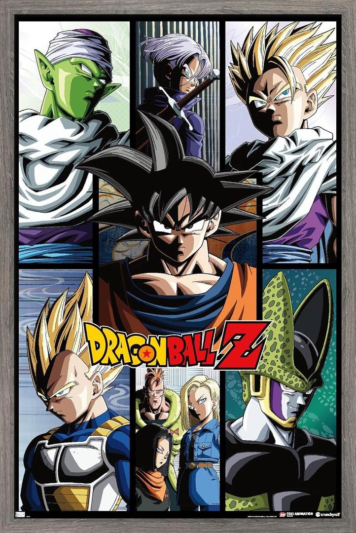 Dragon Ball Z - Grid Wall Poster, 34L" x 22.4W", Barnwood Framed Version