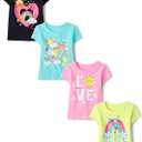 The Children's Place Baby Girls' and Toddler Unicorns,Butterflies,Trends Short Sleeve Graphic T-Shirts,4 Pack