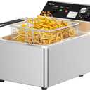 Commercial Deep Fryer 10.56Qt Countertop Fryers 1.0mm Thickened Stainless Steel 1700W Electric Immersion Deep Fryer with Basket Adjustable Temperature for Home Kitchen Restaurant