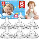 Nipples for Philips Avent Natural Baby Bottles (6 Pack), 100% Food Grade Silicone Replacement Nipples Size 3 (Medium Flow), 1m+, Leak-Proof, BPA-Free
