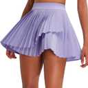 RUNNING GIRL Women's Pleated Tennis Skirts with Pockets High Waisted Tummy Control Casual Athletic Workout Golf Skorts (Purple, XL)