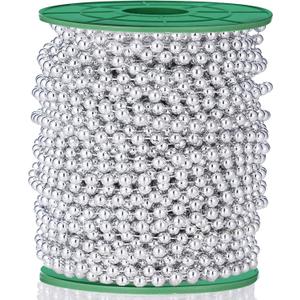 5mm Faux Pearl Beads Garland Pearl Bead Roll Strand for Wedding Party Christmas Tree Decorations, 99 Feet Roll (Silvery)