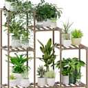 Bamworld Plant Stand Indoor Wood Plant Shelf Outdoor Tiered Plant Rack for Multiple Plants Upgrade 3 Tiers 7 Potted Ladder Plant Holder Plant Table for Mulitiple Pots Boho Decor Home Decor for Window Balcony Living Room Gardening Gifts