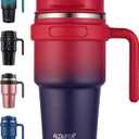 ALOUFEA 20 oz Insulated Coffee Mug Tumbler with Handle, Stainless Steel Travel Mug Tumbler with Lid and Straw,Double Wall Vacuum Leak Proof Ice Coffee Thermal Cup, Dark Rainbow