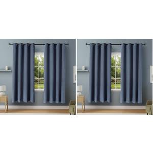 Amazon Basics 100% Blackout Curtains with Grommets, 52 x 84 Inches, Navy, 2 Panels (Pack of 2)