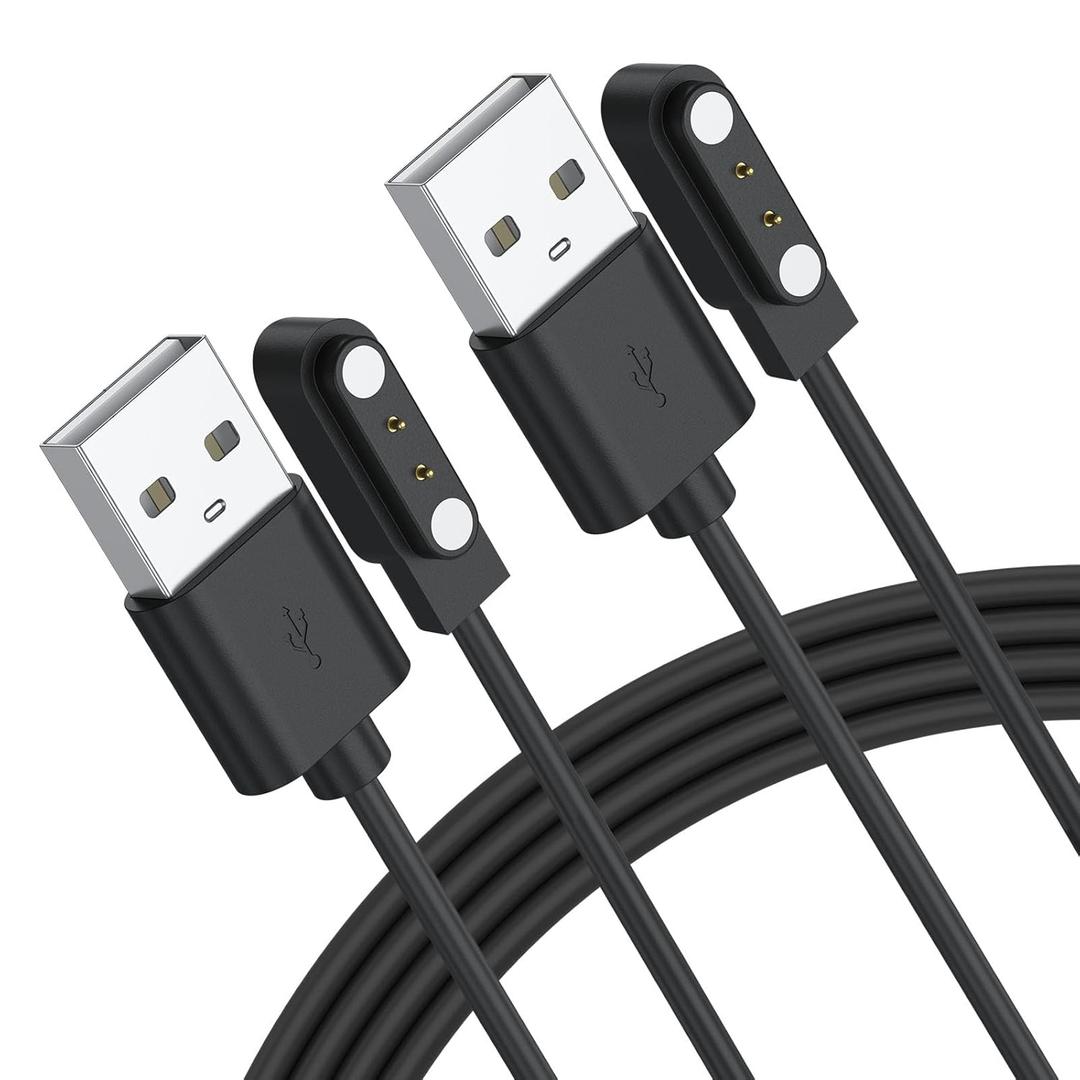 Vancle 2 Pack for Gloryfit Smart Watch Charger, Magnetic USB Charging Cable for GloryFit T80 T70 T60 T50 P99 P98 Smart Watches (Pin spacing 4mm)