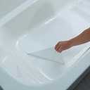 Safe Way Traction 16" X 40" White Adhesive Vinyl Anti Slip Non Skid Safety Bath Mat with Drain Cut Out