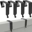 4 PCS Over The Door Hook Office Cubicle Hangers Cubicle Walls Hooks, Universal Panel Partition Metal Hooks for Hanging File Bins, Keys, Whiteboard, Black 