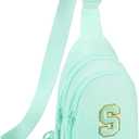 Small Initial Sling Bag for Girls & Women - Cute Crossbody Fanny Pack Gift (Light Green)