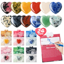 Valentines Day Gifts for Kids - 24 Pack Prefilled Valentine's Day Cards with Heart-shaped Gem for School Classroom Class - Valentine Rock Crystal Gift Exchange for Boys Girls Party Favor