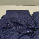 R&M Richards Women's Elegant Sequin Bodice Chiffon Maxi Dress W/Cape Sheer Sleeves | Evening Cocktail Party (Blue, L/12)