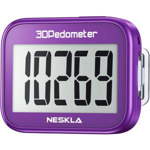 3D Pedometer, Simple Step Counter with Large LCD Display for Walking | Accurate Step Tracker with Removable Clip & Lanyard, No App or Charging Needed, Easy to Use for Senior Men Women Adults