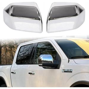 AUCERAMIC Chrome Plated Full Mirror Covers Compatible with 2015-2020 Ford F150 Pickup 2-Door 4-Door Side View Mirror Back Cover Cap