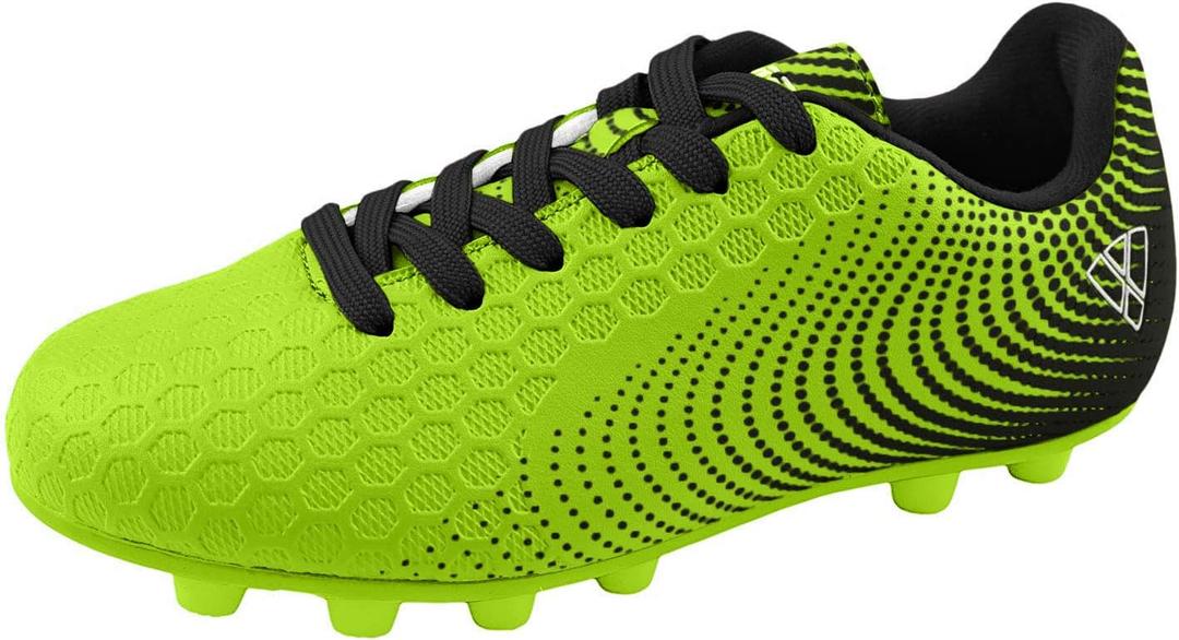 Vizari USA Stealth Boys Girls Soccer Cleats | Youth Firm Ground Athletic Outdoor Football Shoes for Toddler, Little Kid, Big Kid | Lightweight & Durable Green/Black 5J