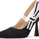 Slingback Heels for Women Closed Pointed Toe High Heels Bowknot Knitted Dress Work Wedding Pumps Shoes (10, Black)