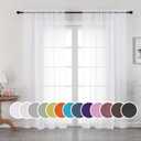 OWENIE Sheer White Curtains, Sheer Curtains 63 inch Length 2 Panels Set, Rod Pocket Voile Fimly Sheer Drapes for Living Room/Bedroom, 2pcs, Each 42" W x 63" L