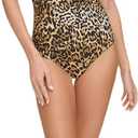 DKNY Women's Ruffle V-Neck One Piece Swimsuit with Tummy Control (Large, Jaguar)