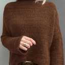 PRETTYGARDEN Womens Mock Neck Oversized Sweaters 2026 Long Sleeve Pullover Fall Sweater Knit Jumper Tops Winter Clothing (Brown, M)