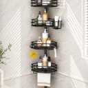 SEIRIONE Corner Shower Caddy Tension Pole, Quick Setup, Rust-Free Bathroom Shower Organizer Corner for Bathtub Shampoo Storage, 4-Tier Adjustable Shelf, Drill Free, Fits 34 to 116 Inch Height, Black