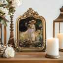eletecpro 8x10 Vintage Arch Picture Frame with Glass Cover, Antique Ornate Gold 8 by 10 Photo Frame for Tabletop or Wall Decor, Vintage Gold