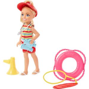 Barbie Playset, Chelsea Can Be Blonde Lifeguard Small Doll Set with Outfit & 6 Career Accessories (Multicolor)